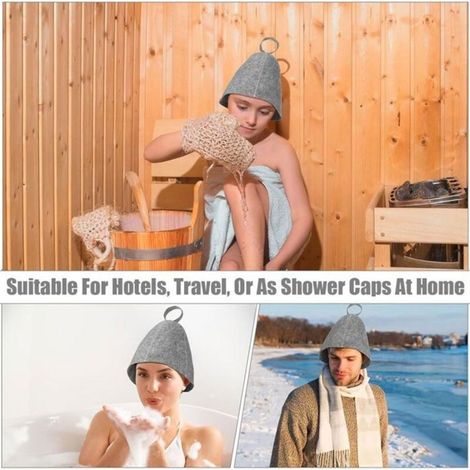 Bonnet de sauna en feutre, lot de 2, gris (1/5)