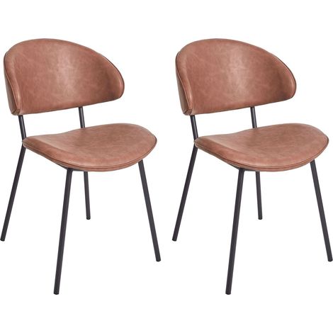 Esszimmerstuhl 2er Set KIANA Kunstleder Braun (1/5)