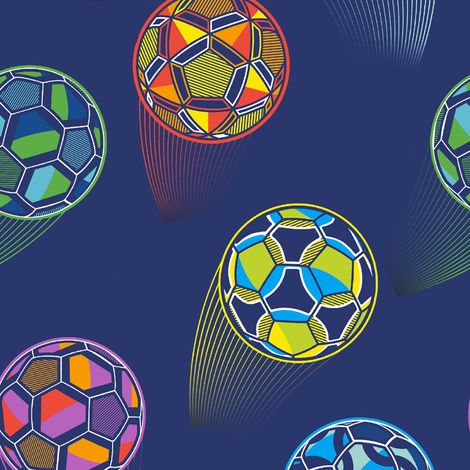 Bright Football Wallpaper Blue Red Green Yellow Geometric Sports Kids Bedroom (1/4)