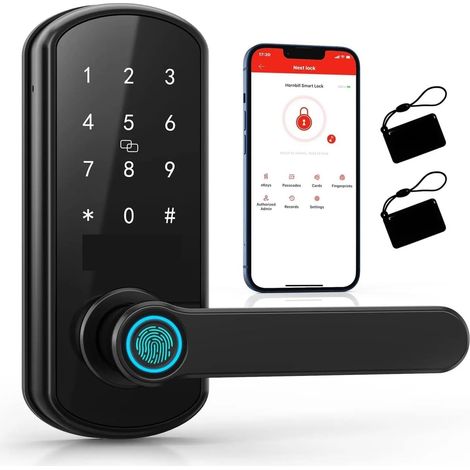 Serrure de Porte Intelligente Serrure De Porte Intellinte Électrique À Empreintes Digitales, Serrures Biométriques Numériques, Mot De Passe, Poignée De Porte sans Clé, Verrou À Pêne Dormant, Sécurité (1/5)