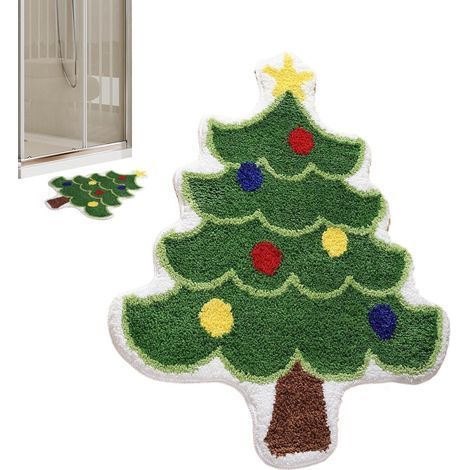 40x60cm Tapis de Noël d'intérieur Tapis de douche arbre de Noël Père Noël Tapis antidérapant et absorbant l'eau pour la maison, l'intérieur et l'extérieur, la cuisine, la salle de bain, le salon (1/5)