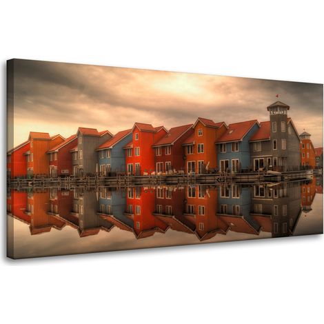 Lienzo impreso "Casas coloridas de los Países Bajos" 80x40 cm