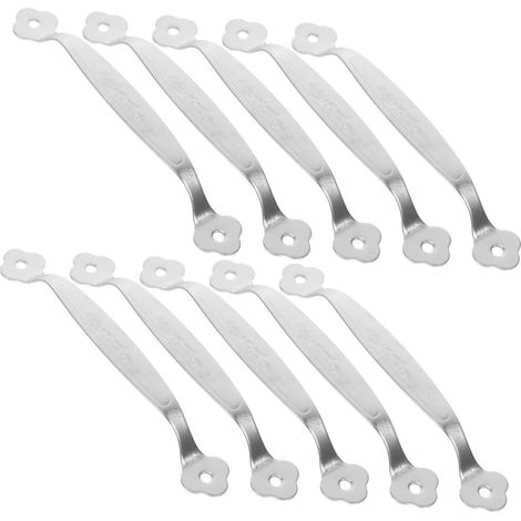 Lot de 10 Poignées pour Armoires en Acier Inoxydable, Entraxe 13,6cm, Finition Argenté, pour Tiroirs, Placards et Meubles Modernes (1/5)