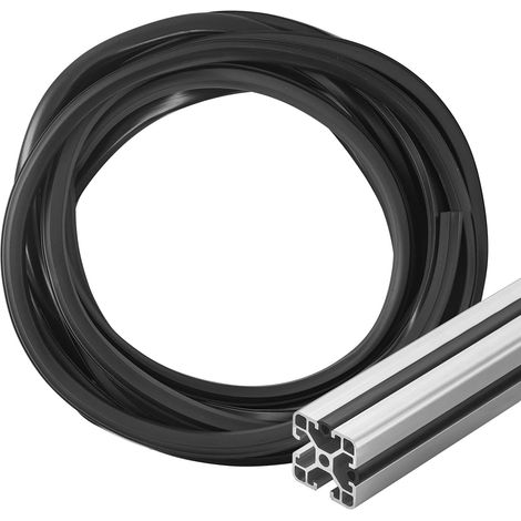 Bande D'étanchéité Souple de Protection Contre la Poussière,Couvercle de Fente de Profil en Aluminium Joint Plat pour Série 30/40-8 mm - Noir - 5 m (1/5)