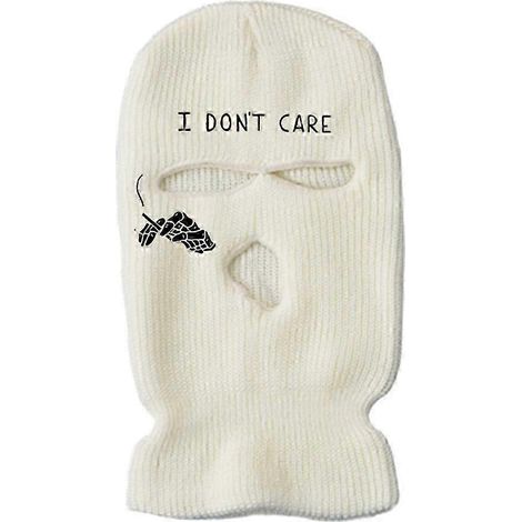 Cagoule intégrale 3 trous, cache-cou tricoté, broderie lettres, idéale pour l'hiver, les sports de plein air et le cyclisme (blanc) - hh (1/3)