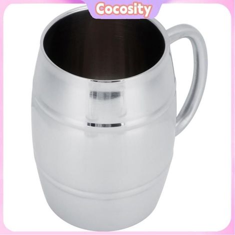 Chope à bière - COCOSITY - Modèle 500 ml - Acier inoxydable 304 double couche - Poignée soudée renforcée - Fond anti‑renversement (1/5)