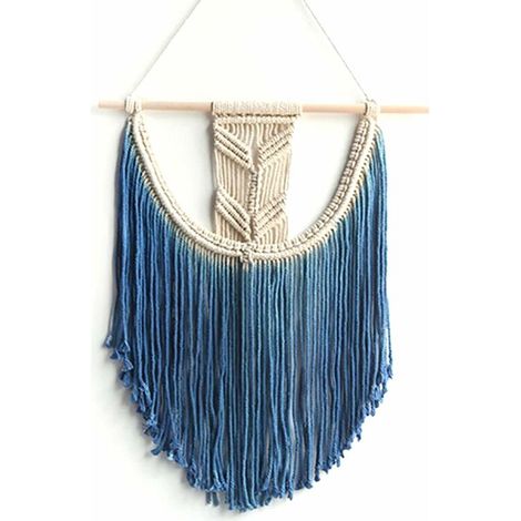 royaluxe- Tenture Murale en Macramé, Décoration Tapisserie Murale en Coton, Décoration Bohème Art Tissée à La Main pour Toile De Fond De Mariage Décor Art Home (Blue) (1/5)