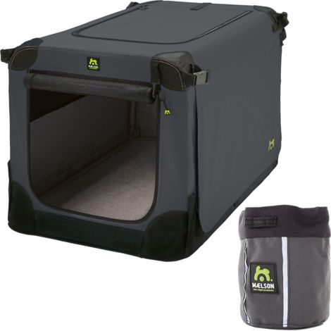 Maelson Soft Kennel anthrazit 52 cm + Treatee Mag Pouch - Transportbox und Leckerli-Tasche
