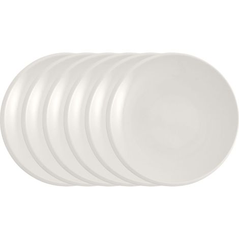 Lot de 6 assiettes à petit-déjeuner, brunch, gâteau ou dessert 24 cm Passe au lave-vaisselle et au micro-ondes Blanc (1/5)