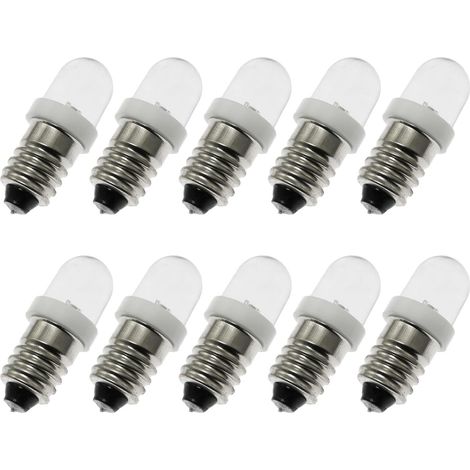 Indicadores LED miniatura de rosca para circuitos experimentales domésticos, accesorios de prueba eléctrica, E10 0,2 W 24 V, 10 unidades (luz blanca). (1/5)