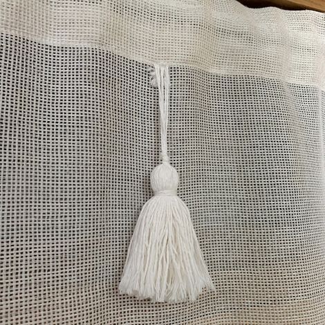 Kurzer, transparenter Vintage-Küchenvorhang im Landhausstil, halbhoher Vorhang für Schränke, weiß, 100 x 75 cm (B x H) (1/4)