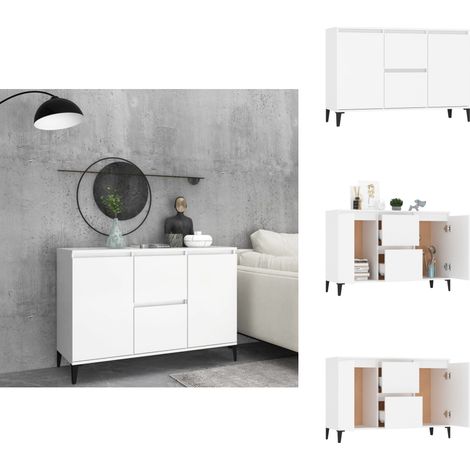 Buffet blanc 104x35x70 cm bois d'ingénierie - Buffet - Armoire - Meuble De Rangement - Mobilier Industriel - Meuble Salon (1/5)
