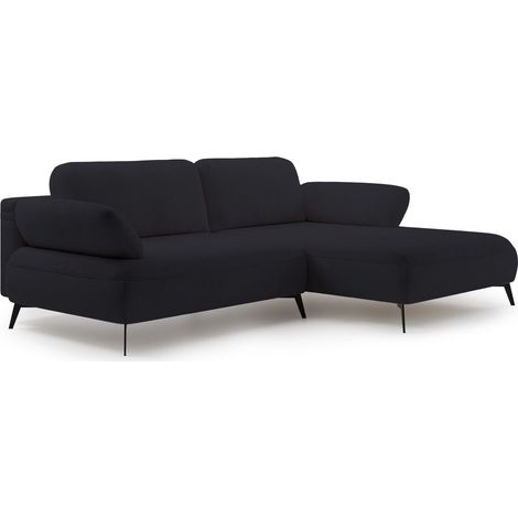 Selsey Avolla – Ecksofa mit Schlaffunktion, Bettkasten und hydrophober Chenille, rechtsseitig, Anthrazit