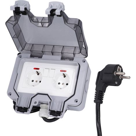 IP66 Wasserdichte Doppel-Außensteckdose – 2 europäische 250V 16A Steckdosen für den Garten