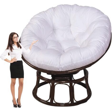 Coussin Chaise Rembourré Coussin Chaise en Rotin BalançOire en Tissu ExtéRieur Coussin Chaise Panier Suspendu Coussin Chaise Oeuf Pivotant à 360°(Chaise Non Incluse),100×100CM [Classe énergé (1/5)