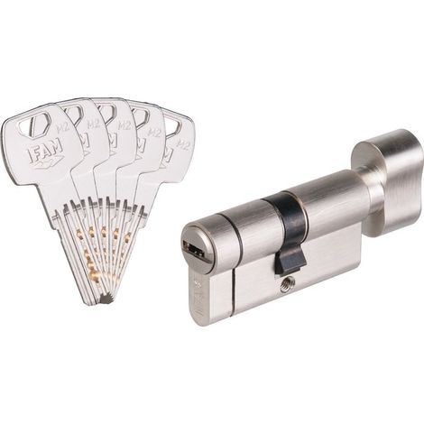 Cylindre à bouton f6s+ anti-arrachement - A : 30 - B : 30 - Long : E30 x 30 - IFAM (1/5)