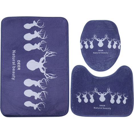 Tapis De Salle De Bain - Tapis Anti-Dérapant En Flanelle - Pour Toilette Et Pieds - Lot De 3 Pièces (1/5)