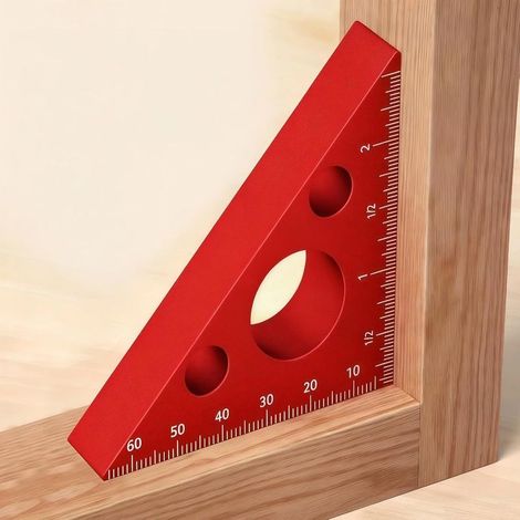 Règle triangulaire épaisse en aluminium à 45/90 degrés, échelle impériale et métrique, équerre triangulaire droite de charpentier de haute précision, outil de mesure carré pour le travail du bois (1/5)