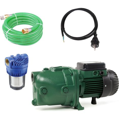 Pompe de surface DAB Jet 132 M – Débit 3600L/h – Hauteur de refoulement 48m – Profondeur d'aspiration 8m – Tuyau d'aspiration 7m inclus