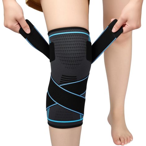 Genouillère de sport ligamentaire, élastique ajustable, compression pour sport, douleurs genou, course, M. (1/5)