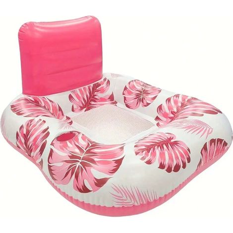 (Rouge) Chaise de natation gonflable avec dossier, siège flottant gonflable d'extérieur, jouet aquatique en PVC pour piscines. (1/3)