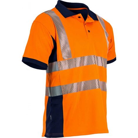 Kurzarm-Polo Sichtschutz/Schutz Hochsichtbar, UV-beständig - Orange/Navy - Gr. T3 M - LMA - 9154 T3 (1/2)