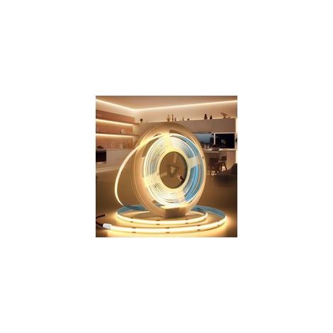 Ruban LED COB 5M 24V Autocollant Bande LED COB 3000K Blanc Chaud Flexible 320LED/M Découpable Largeur 8mm CRI90 Intérieur Eclairage pour Chambre Cuisine Maison Miroir (Sans Alimentation) (1/5)