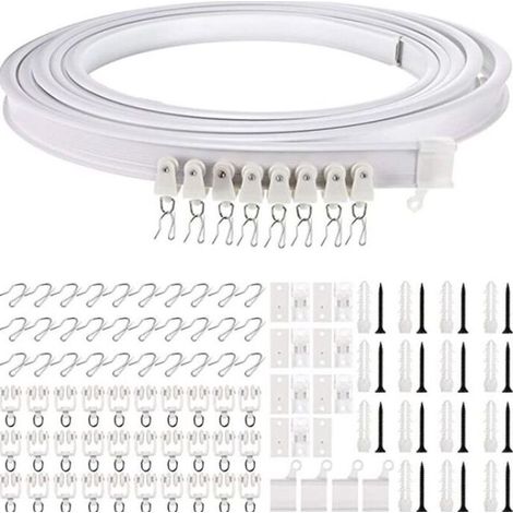 Riel de techo plegable de 5 metros, riel curvo para cortinas, montaje flexible de cortinas en el techo, riel curvo para ventanas para sistema de rieles de cortinas, separador de cama, riel de techo