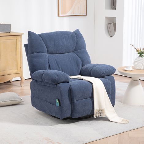 Sillón de masaje con función de calor y reclinación, giratorio, soporta hasta 150 kg, estructura metálica, 98x90x98cm, azul. (1/5)
