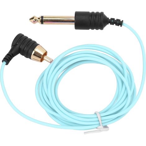 Câble RCA de 1,8 m (5,9 pi) avec pinces pour machine à tatouer, flexible et ultrafin, bleu (1/5)