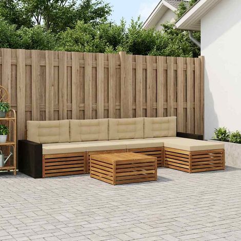 vidaXL Outdoor-Sofagarnitur 6 pcs Natur und Beige 79 x 79 x 37 cm (1/5)