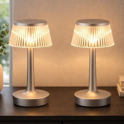 Tischlampe Nachttischlampe LED Schlafzimmerlampe Dimmbar Kristall-Effekt Silber