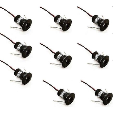 Noir 9pcs mini 12v 1w led plafond encastré spots ip65, 3000k (120, blanc chaud). Z (1/5)