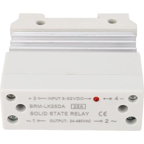 Module relais statique monophasé DC vers AC 25A, entrée 3-32VDC, sortie 24-480VAC, haute sensibilité, faible bruit, avec dissipateur thermique (1/5)