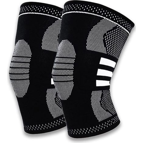 Genouillère - Compression Élastique Respirante - Pour Sport Et Rééducation - Antidérapante Avec Bandes En Silicone - Taille Unique (1/5)
