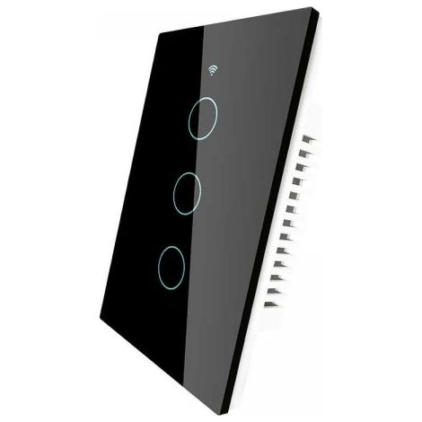 A2ZWORLD Interruttore Da Scatola 503, Touch Nero, WIFI 2.4G+BLE+RF 433MHz, Bluetooth BLE Mesh, TUYA Smart Life, 220V 10A, 120X72X38mm Per Scatola 503, IP20, Disponibili 1,2,3 Tasti (3 Tasti)