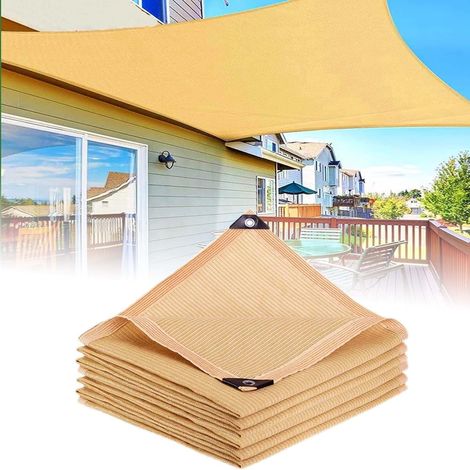 Voile d'ombrage extérieur rectangulaire 200x300cm sable - Bloc UV pour terrasse, patio et jardin (1/5)