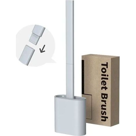 Removable Silicone Toilet Brush, Hanging Toilet Brush with Quick-Drying Base, Flexible Silicone Toilet Brush, Flat Head, Wall and Standing Installation (1/5)