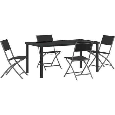 Maison Exclusive - Ensemble de salle à manger pour jardin 5 pcs Noir (1/5)