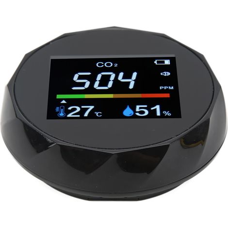 Détecteur portable de qualité de l'air (CO2/Température/Humidité) ZN-2CO6 (Noir) (1/5)