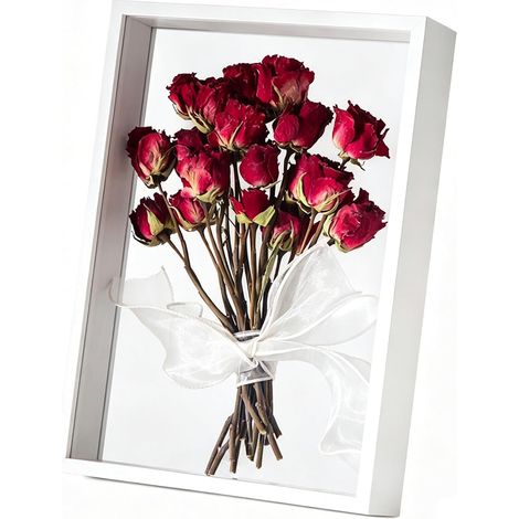Cadre Photo 3D à Remplir pour Objet, Cadre de Boîte d'Ombre A4, Cadre Photo Profondeur 5cm en Bois, Cadres Vitrine Profond pour Photos Fleurs Souvenirs Médailles (Blanc,21x29.7cm) (1/5)