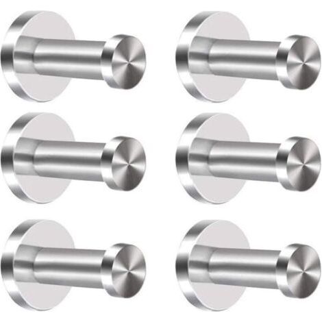 6 Pieces Coat Hooks Cloakroom Hook Brushed Stainless Steel Wall-Mounted Bath Towel Rack Robe Chop for Robes Wall Towels (1/4)