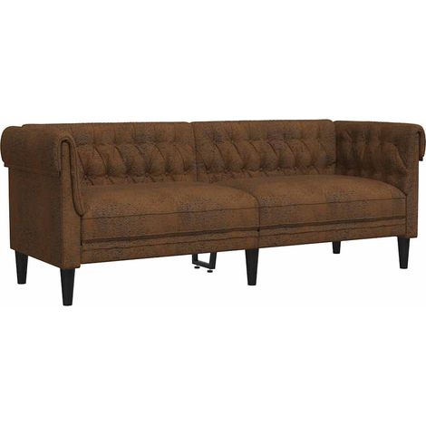 Canapé Chesterfield 3 places,Sofa pour Salon,Banquette marron tissu CFW416131 (1/5)