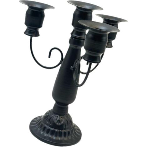 Eleganter Kerzenständer aus Metall für 4 Kerzen, 18,5 cm hoch, Säulenkerzenhalter für Büro, Feste, Partys, Hochzeiten und Kamin-Black (1/5)