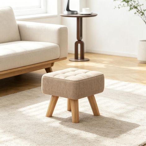 Tabouret rembourré confortable, repose-pieds carré stable, pouf d'appoint polyvalent pour usage quotidien (lot de 1) (1/5)