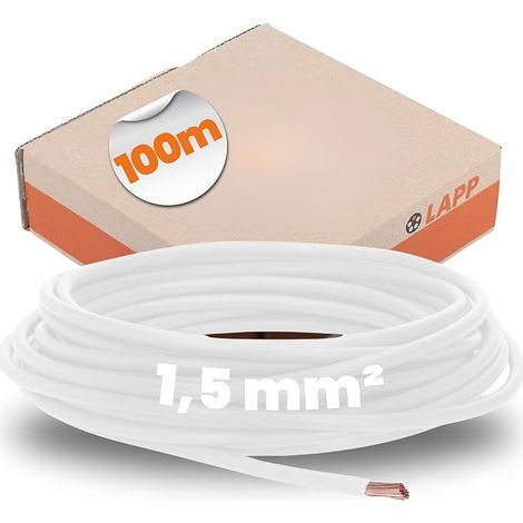 100 m PVC Single Cable H07V-K 1.5 mm² White Flexible Electric Wire (1/5)