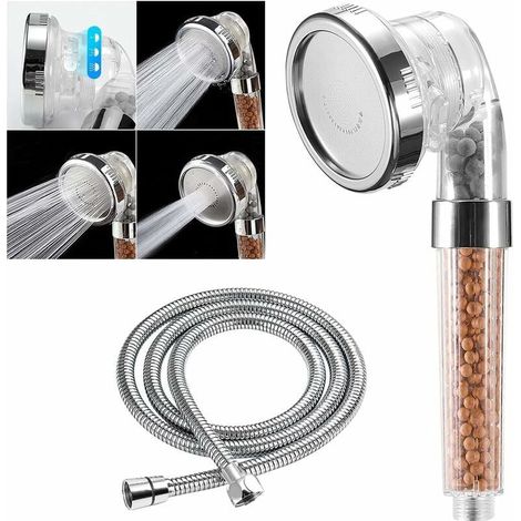 Pommeau Douche, Pommeau Douche Anti Calcaire avec Tuyau Économiseur d'Eau Douche avec Flexible Tuyau 1.5M Douchettes Salle de Bain Haute Pression Filtre à Système de Filtrage Ionique (1/4)
