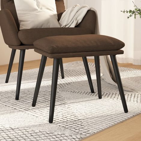 Repose-pied Tabouret Bas Pouf Bout de Canapé Marron 45x29,5x39 cm Tissu 67602 (1/5)