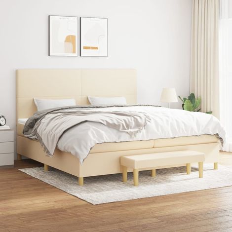 Boxspringbett mit Matratze Creme 200x200 cm Stoff (1/5)