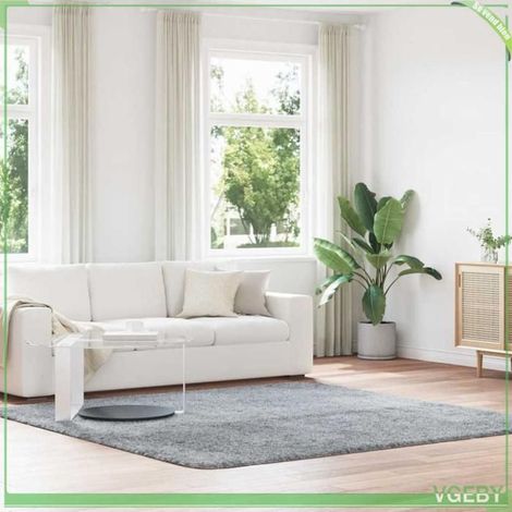 4102890 Tapis Shaggy à poils longs NAVARRA gris clair 240x240 cm (1/5)